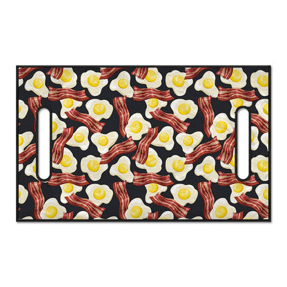 Black Fried Egg And Bacon Pattern Print Golf Cart Seat Cover
