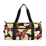 Black Fried Egg And Bacon Pattern Print Gym Bag
