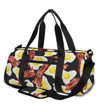 Black Fried Egg And Bacon Pattern Print Gym Bag