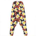 Black Fried Egg And Bacon Pattern Print Hammer Pants