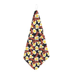 Black Fried Egg And Bacon Pattern Print Hand Towel