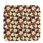 Black Fried Egg And Bacon Pattern Print Hand Towel