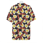 Black Fried Egg And Bacon Pattern Print Hawaiian Shirt