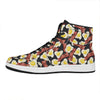 Black Fried Egg And Bacon Pattern Print High Top Leather Sneakers