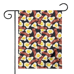 Black Fried Egg And Bacon Pattern Print House Flag