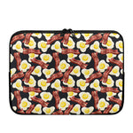 Black Fried Egg And Bacon Pattern Print Laptop Sleeve