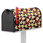 Black Fried Egg And Bacon Pattern Print Mailbox Cover