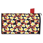 Black Fried Egg And Bacon Pattern Print Mailbox Cover