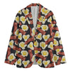 Black Fried Egg And Bacon Pattern Print Men's Blazer