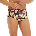 Black Fried Egg And Bacon Pattern Print Men's Briefs