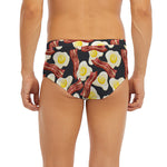 Black Fried Egg And Bacon Pattern Print Men's Briefs
