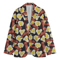 Black Fried Egg And Bacon Pattern Print Men's Cotton Blazer