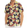 Black Fried Egg And Bacon Pattern Print Men's Deep V-Neck Shirt