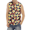 Black Fried Egg And Bacon Pattern Print Men's Fitness Tank Top