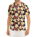 Black Fried Egg And Bacon Pattern Print Men's Short Sleeve Rash Guard