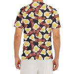 Black Fried Egg And Bacon Pattern Print Men's Short Sleeve Rash Guard