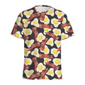 Black Fried Egg And Bacon Pattern Print Men's Athletic T-Shirt