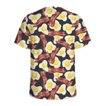 Black Fried Egg And Bacon Pattern Print Men's Sports T-Shirt