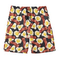 Black Fried Egg And Bacon Pattern Print Men's Swim Trunks