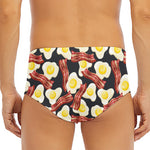 Black Fried Egg And Bacon Pattern Print Men's Triangle Swim Briefs