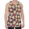 Black Fried Egg And Bacon Pattern Print Men's Velvet Tank Top