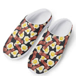 Black Fried Egg And Bacon Pattern Print Mesh Casual Shoes