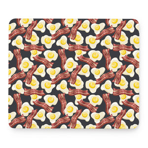 Black Fried Egg And Bacon Pattern Print Mouse Pad