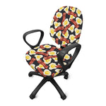 Black Fried Egg And Bacon Pattern Print Office Chair Cover