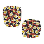 Black Fried Egg And Bacon Pattern Print Office Chair Cover