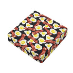 Black Fried Egg And Bacon Pattern Print Outdoor Seat Cushion Cover