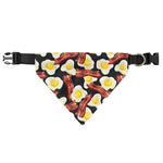Black Fried Egg And Bacon Pattern Print Over The Collar Dog Bandana
