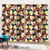 Black Fried Egg And Bacon Pattern Print Pencil Pleat Curtains