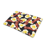 Black Fried Egg And Bacon Pattern Print Pet Cooling Mat Cover