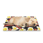 Black Fried Egg And Bacon Pattern Print Pet Cooling Mat Cover