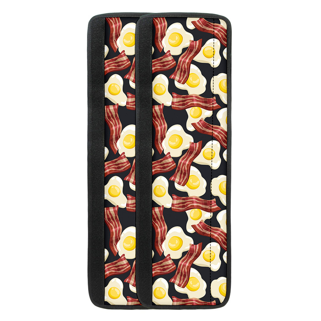 Black Fried Egg And Bacon Pattern Print Refrigerator Handle Covers