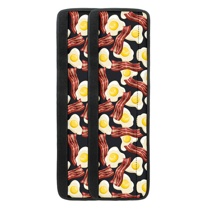 Black Fried Egg And Bacon Pattern Print Refrigerator Handle Covers
