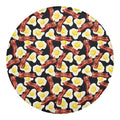 Black Fried Egg And Bacon Pattern Print Round Blanket