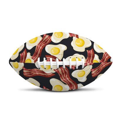 Black Fried Egg And Bacon Pattern Print Rugby Ball