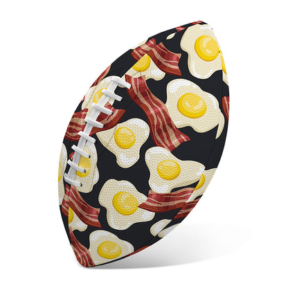 Black Fried Egg And Bacon Pattern Print Rugby Ball