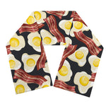 Black Fried Egg And Bacon Pattern Print Scarf