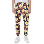 Black Fried Egg And Bacon Pattern Print Scuba Joggers