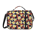 Black Fried Egg And Bacon Pattern Print Shoulder Strap Bible Bag