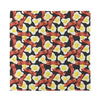 Black Fried Egg And Bacon Pattern Print Silk Bandana