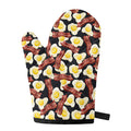 Black Fried Egg And Bacon Pattern Print Single Oven Mitt
