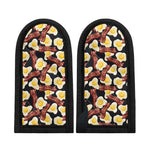 Black Fried Egg And Bacon Pattern Print Skillet Handle Cover