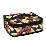 Black Fried Egg And Bacon Pattern Print Small Lunch Bag