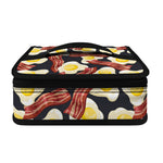 Black Fried Egg And Bacon Pattern Print Small Lunch Bag