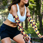 Black Fried Egg And Bacon Pattern Print Sun Protection Arm Sleeves