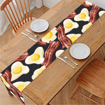 Black Fried Egg And Bacon Pattern Print Table Runner