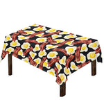 Black Fried Egg And Bacon Pattern Print Tablecloth